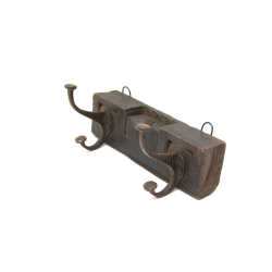 Wieszak z drewna z recyclingu 2 haki 25cm